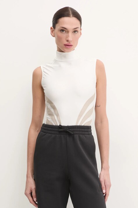 Body adidas Originals dámske, béžová farba, s polorolákom, IZ4945