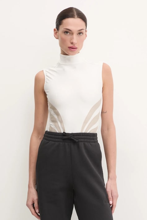 Body adidas Originals dámske, béžová farba, s polorolákom, IZ4945
