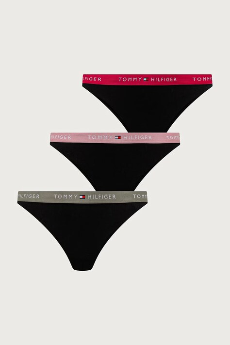 Tommy Hilfiger tanga női 3-as csomag fekete UW0UW05530