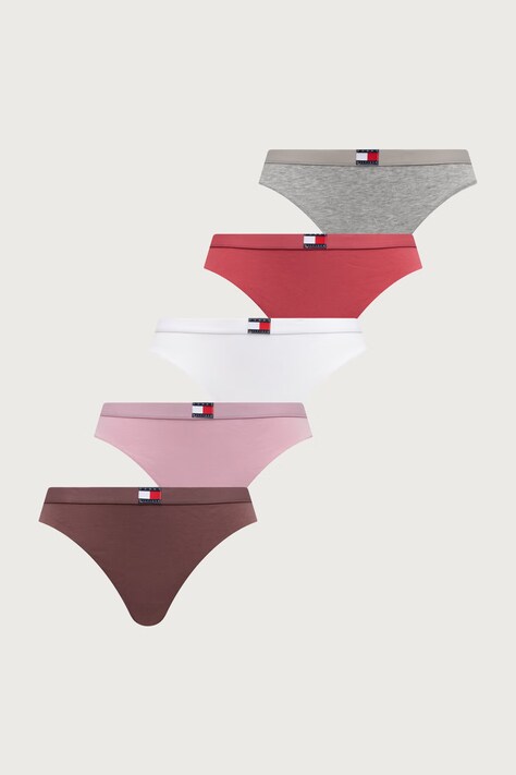 Tommy Hilfiger Stringi damskie bawełniane z elastanem 5-pack różowe UW0UW05642