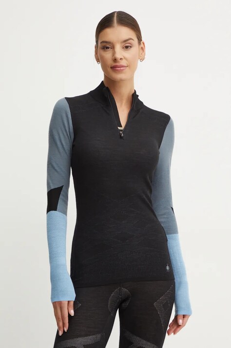 Функционална блуза с дълги ръкави Smartwool Intraknit Thermal Merino Base Layer Colorblock в черно SW002837