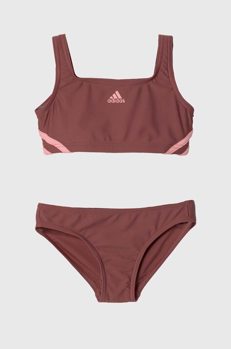 adidas Performance costum de baie pentru copii din două piese 3S BIKINI culoarea roz, IY5069