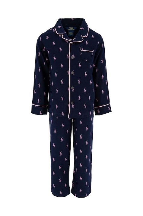 Detské bavlnené pyžamo Polo Ralph Lauren tmavomodrá farba, vzorované, 3P0150