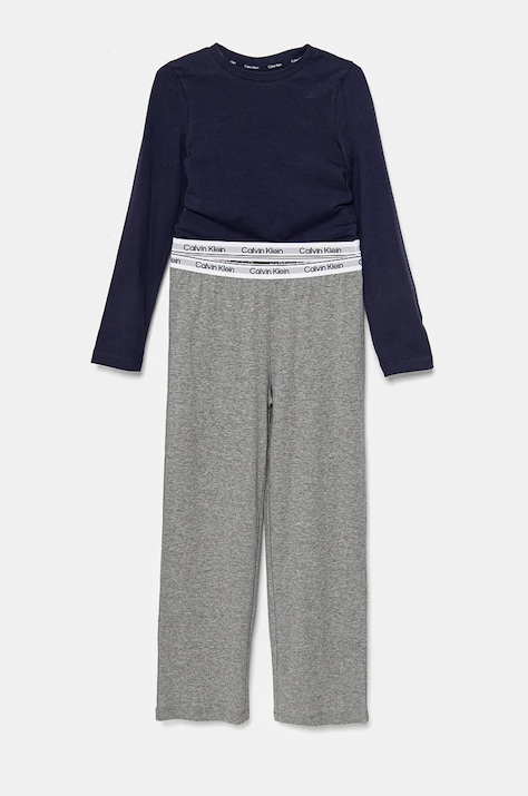 Calvin Klein Underwear pijamale de bumbac pentru copii culoarea gri, neted, G80G800717