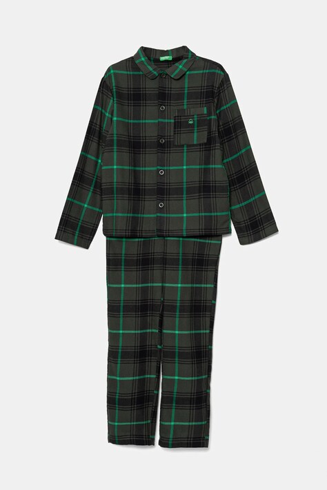 United Colors of Benetton pijamale de bumbac pentru copii culoarea verde, modelator, 43UL0P007