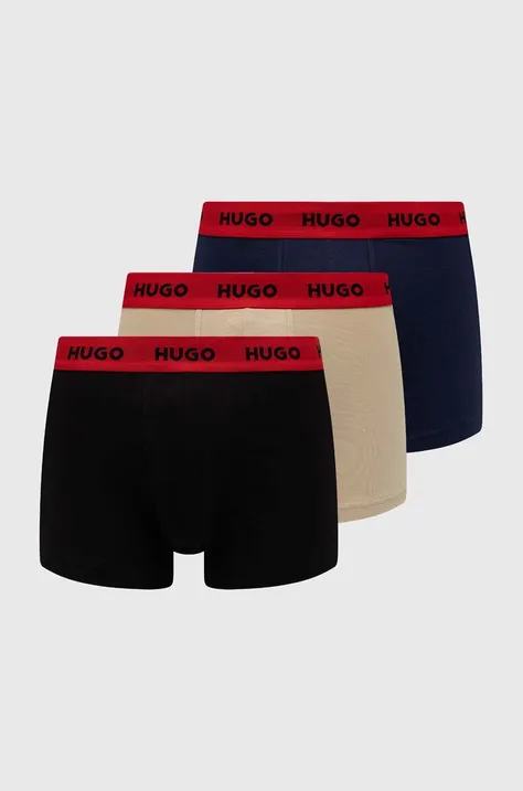 Boxerky HUGO 3-pak pánske, červená farba, 50517878