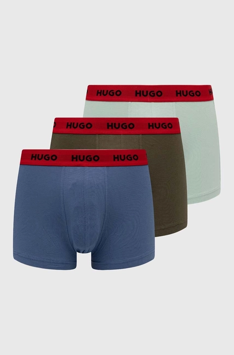 HUGO boxeri 3-pack barbati, culoarea verde, 50517878