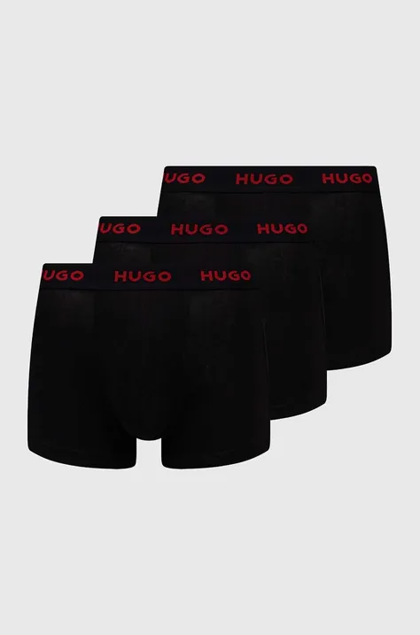Boxerky HUGO 3-pack pánské, černá barva, 50517878