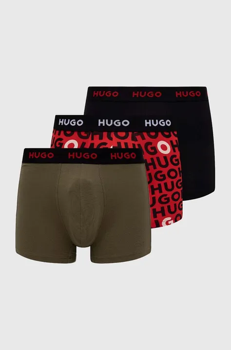 Boxerky HUGO 3-pack pánské, černá barva, 50517887