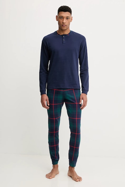 Pidžama United Colors of Benetton boja: tamno plava, s uzorkom, 37MW4P02N