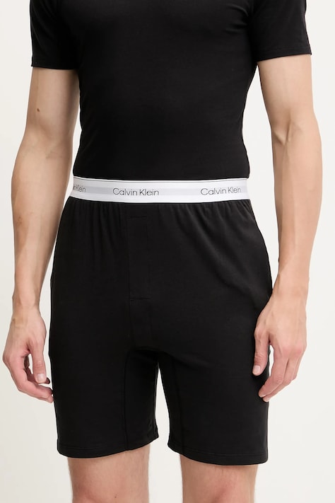 Късо долнище на пижама Calvin Klein Underwear мъжко в черно с десен 000NM2847E
