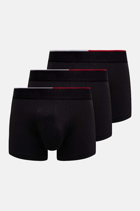 Boxerky Tommy Hilfiger 3-pak pánske, čierna farba, UM0UM03388