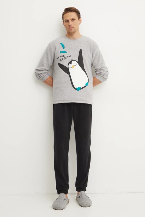 Πιτζάμα United Colors of Benetton χρώμα: γκρι, 3JA44P02S