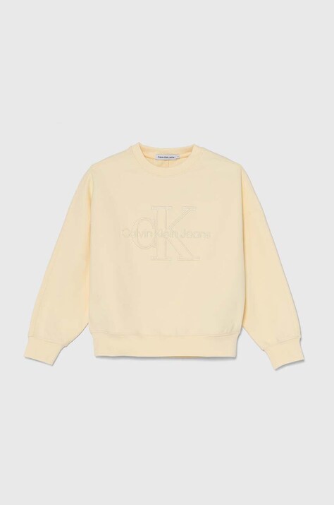 Dětská mikina Calvin Klein Jeans žlutá barva, s aplikací, IB0IB02281