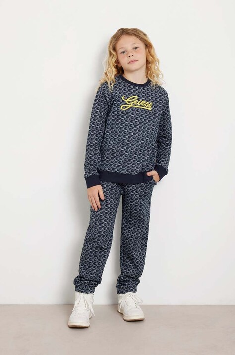 Guess hanorac de bumbac pentru copii culoarea albastru marin, modelator, L4YQ22 KA6R3