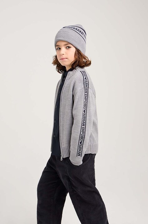 Emporio Armani cardigan de lână pentru copii culoarea gri, light, 6D4M58 4MJAZ