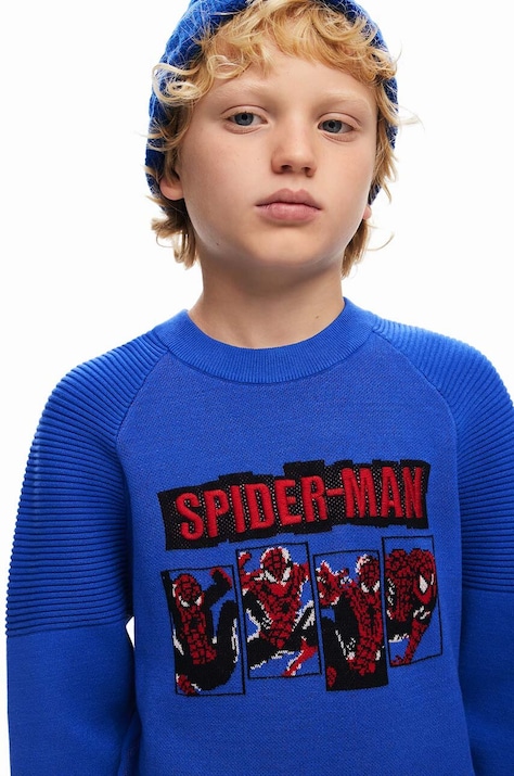 Dětská mikina Desigual SPIDERMAN modrá barva, s aplikací, 24WBJF02