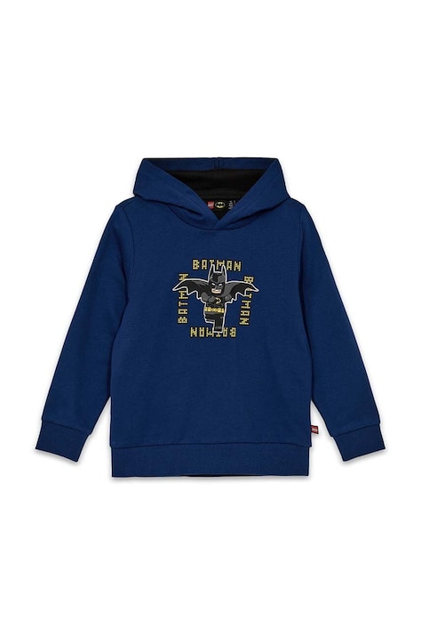 Dětská bavlněná mikina Lego LWSCOUT 602 tmavomodrá barva, s kapucí, s potiskem, 12011329