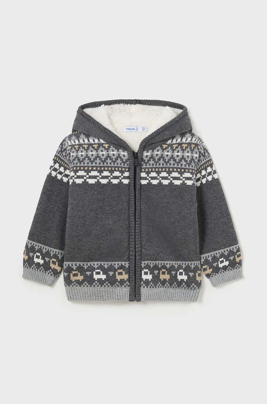 Mayoral bluza bebe culoarea gri, cu glugă, modelator, 2319