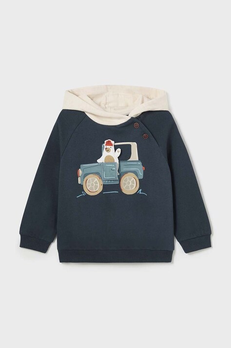 Кофта для младенцев Mayoral цвет чёрный с капюшоном с аппликацией 2460