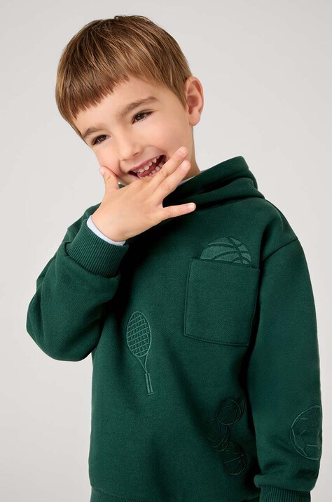 Mayoral bluza copii culoarea verde, cu glugă, cu imprimeu, 4450
