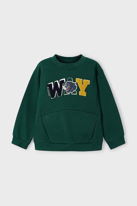 Дитяча кофта Mayoral колір зелений з аплікацією 4455