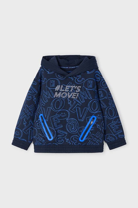 Дитяча кофта Mayoral колір синій з капюшоном візерунок 4458