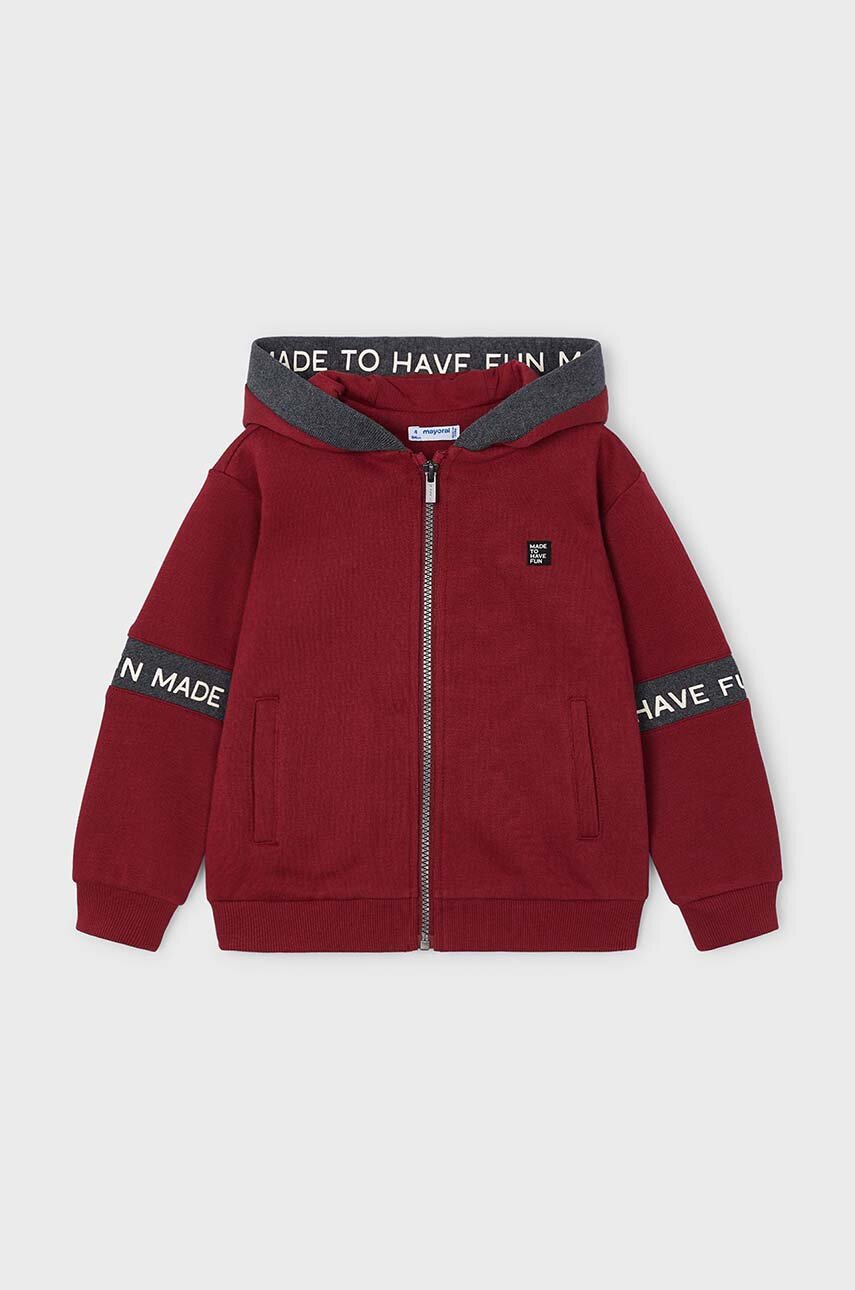 Mayoral bluza copii culoarea maro, cu glugă, cu imprimeu, 4473