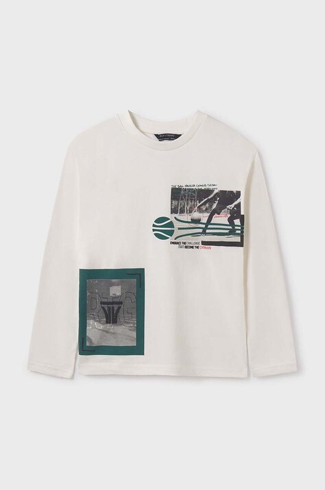 Mayoral longsleeve dziecięcy kolor zielony z nadrukiem 7091