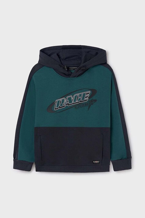 Παιδική μπλούζα Mayoral χρώμα: πράσινο, με κουκούλα, 7445