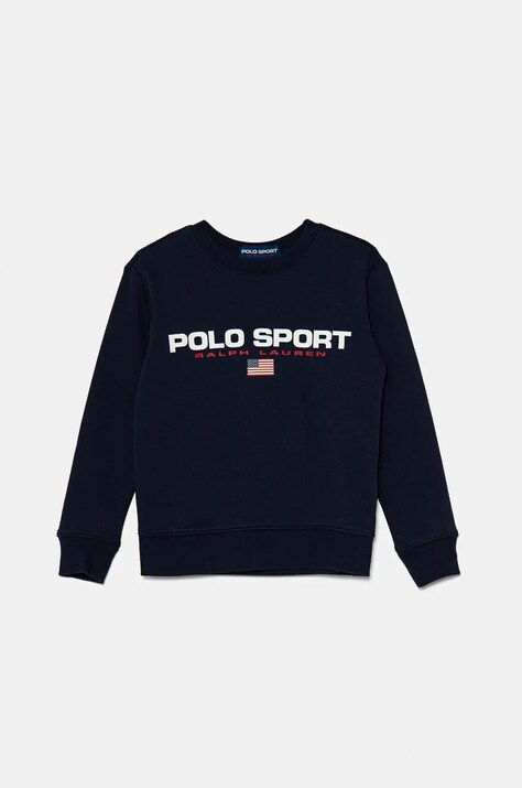 Polo Ralph Lauren bluza copii culoarea albastru marin, cu imprimeu, 323962110001