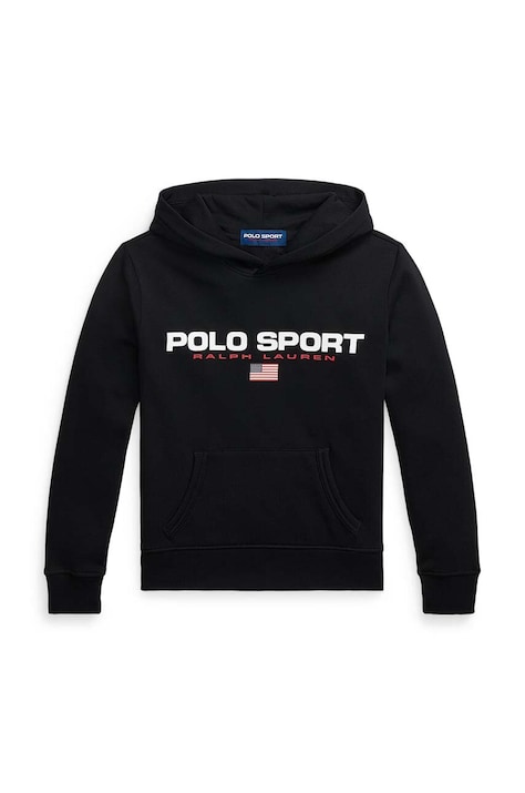 Дитяча кофта Polo Ralph Lauren колір чорний з капюшоном з принтом 323962111002
