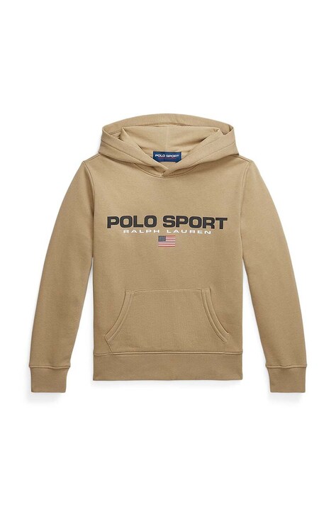 Polo Ralph Lauren bluza copii culoarea bej, cu glugă, cu imprimeu, 323962111003