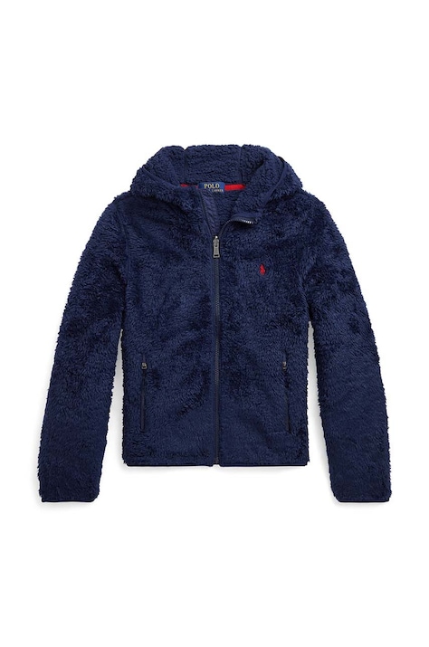 Polo Ralph Lauren bluza copii culoarea albastru marin, cu glugă, neted, 323916335002