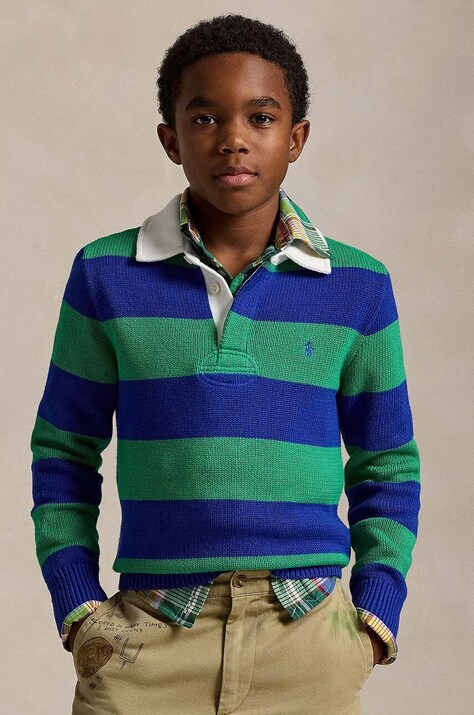 Παιδικό βαμβακερό πουλόβερ Polo Ralph Lauren χρώμα: πράσινο, 323951145001