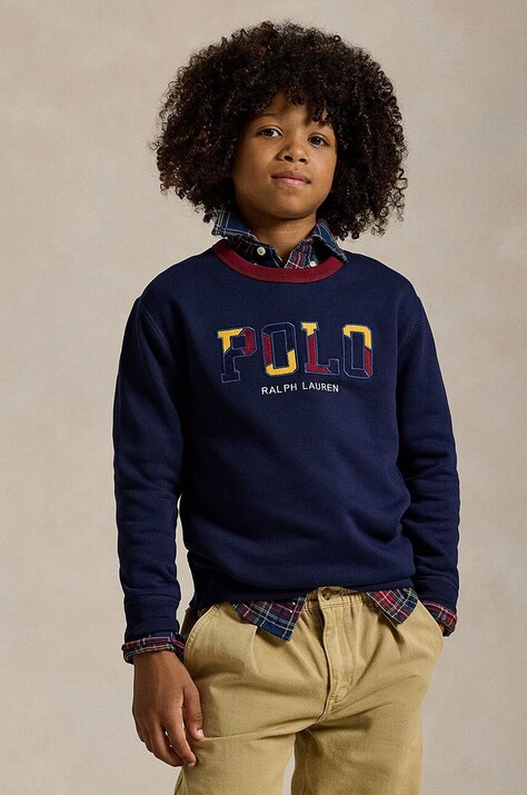Dětská mikina Polo Ralph Lauren tmavomodrá barva, s potiskem, 323952470001