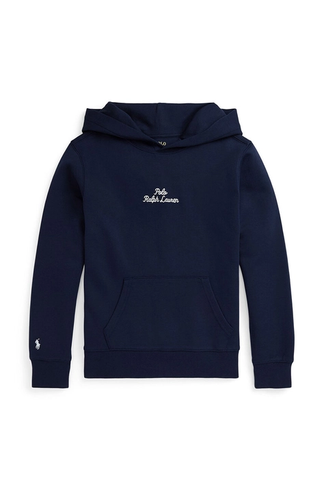 Detská mikina Polo Ralph Lauren tmavomodrá farba, s kapucňou, s nášivkou, 323954961001