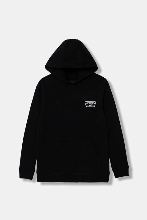 Vans hanorac de bumbac pentru copii BY Full Patched II PO culoarea negru, cu glugă, cu imprimeu, VN000JBEBLK1