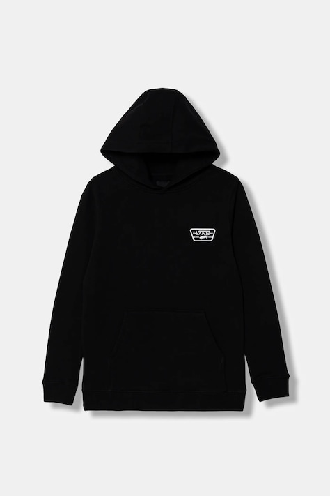 Vans hanorac de bumbac pentru copii BY Full Patched II PO culoarea negru, cu glugă, cu imprimeu, VN000JBEBLK1