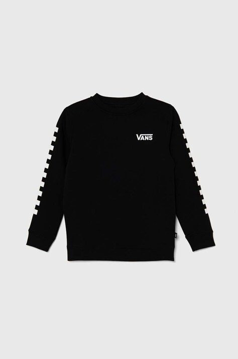 Detská mikina Vans EXPOSITION CHECK II CREW čierna farba, s potlačou, VN000K98BLK1