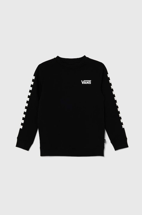 Dječja dukserica Vans EXPOSITION CHECK II CREW boja: crna, s tiskom, VN000K98BLK1