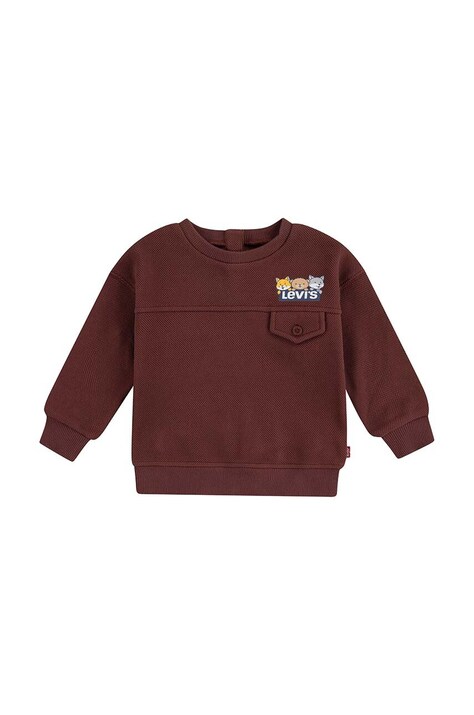 Levi's bluza bebe CHARACTER POCKET CREW culoarea maro, cu imprimeu, 6EL339