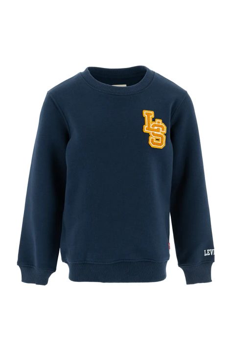 Dětská mikina Levi's LS MONOGRAM CREWNECK tmavomodrá barva, s potiskem, 8EL507