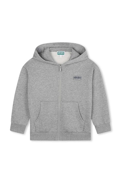 Дитяча кофта Kenzo Kids колір сірий з капюшоном з принтом K60810