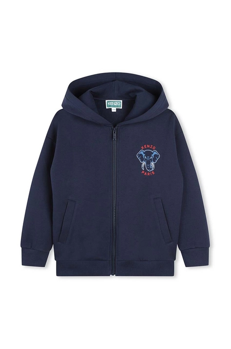 Дитяча кофта Kenzo Kids колір синій з капюшоном з принтом K60813