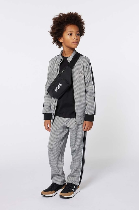 Дитяча кофта BOSS колір сірий візерунок J51126