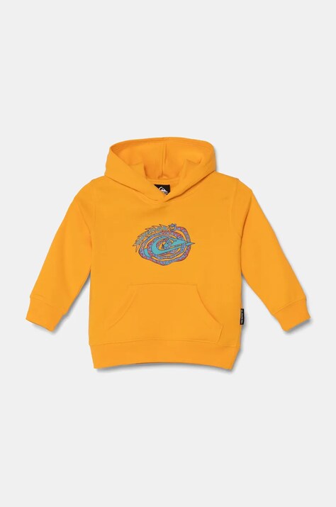 Quiksilver bluza copii GRAPHIC HOODIE culoarea portocaliu, cu glugă, cu imprimeu, AQKFT03044
