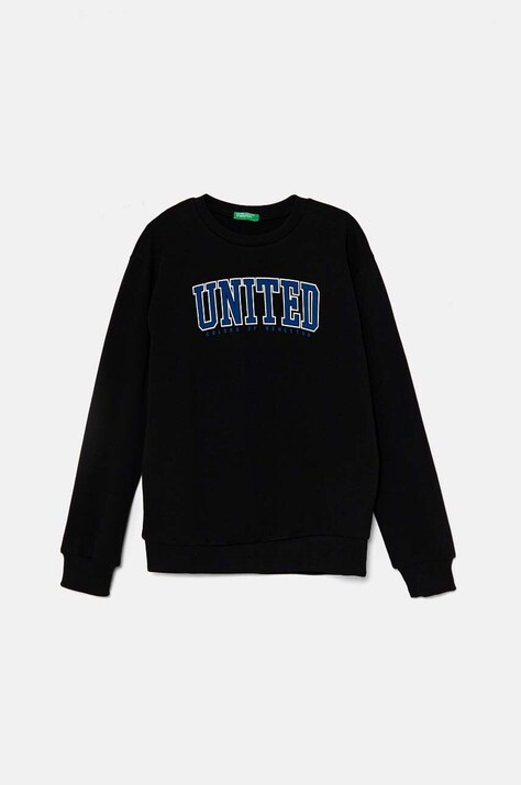 Детская хлопковая кофта United Colors of Benetton цвет чёрный с принтом 3J68C10JM