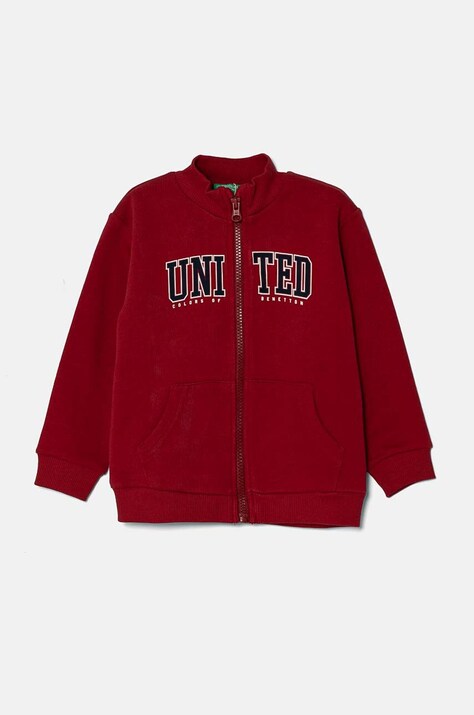 Дитяча бавовняна кофта United Colors of Benetton колір бордовий візерунок 3J70G5033