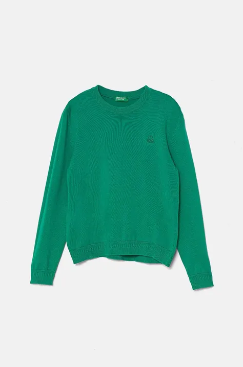Detský bavlnený sveter United Colors of Benetton zelená farba, tenký, 1294C106Y
